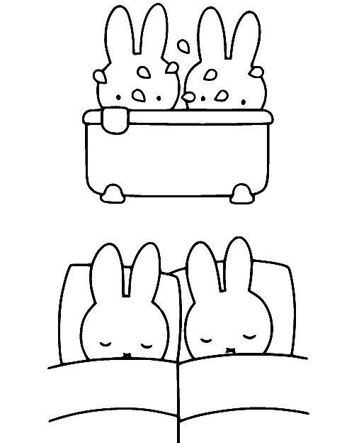 Miffy Sleeping After Bath Coloring Page