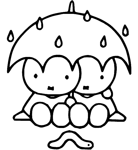 Miffy bajo el paraguas de Miffy