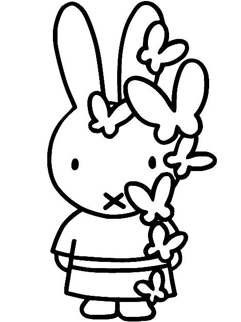 Miffy and Butterflies Coloring Page