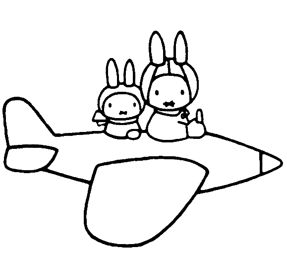 voorwoord Afwijken Hertog Nijntje en papa in het vliegtuig Kleurplaten - Nijntje Kleurplaten -  Kleurplaten voor kinderen en volwassenen