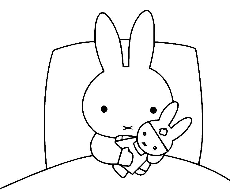 Miffy on the Bed Coloring Page