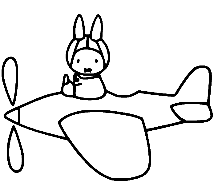 Miffy on the Plane Coloring Pages
