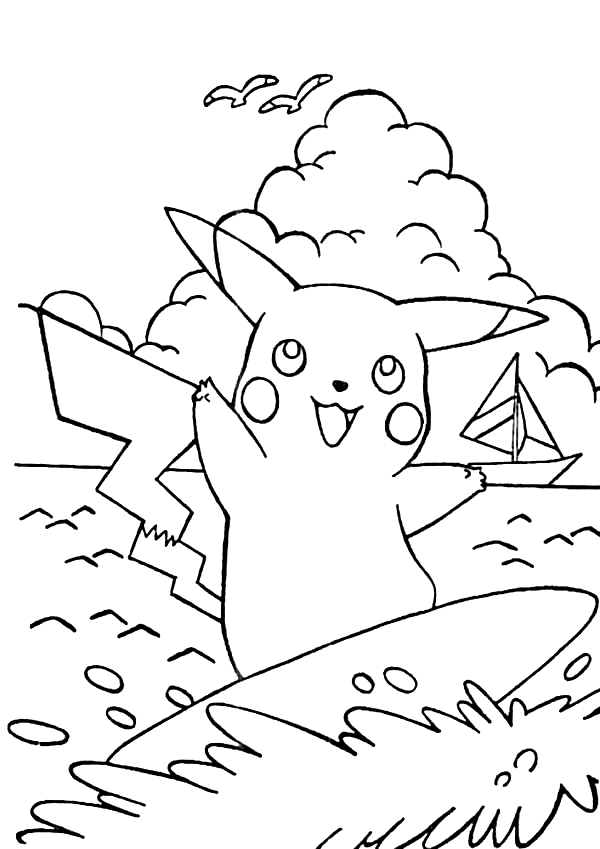 Pikachu Surfen vanuit watersport