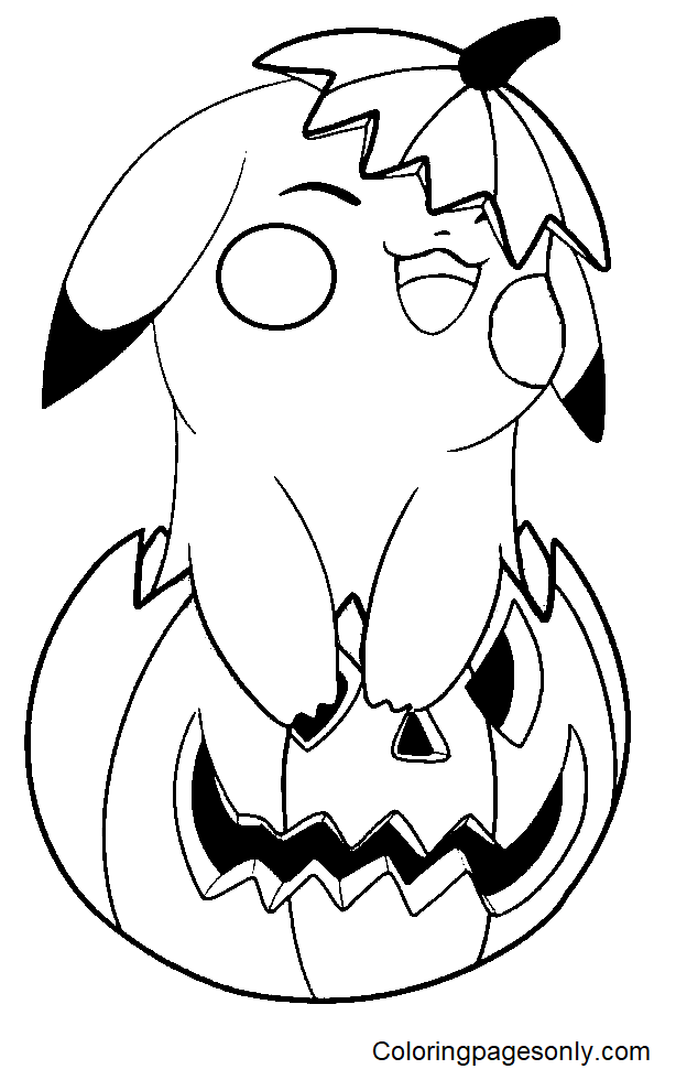 Пикачу с тыквой Хэллоуин из Pokemon Halloween