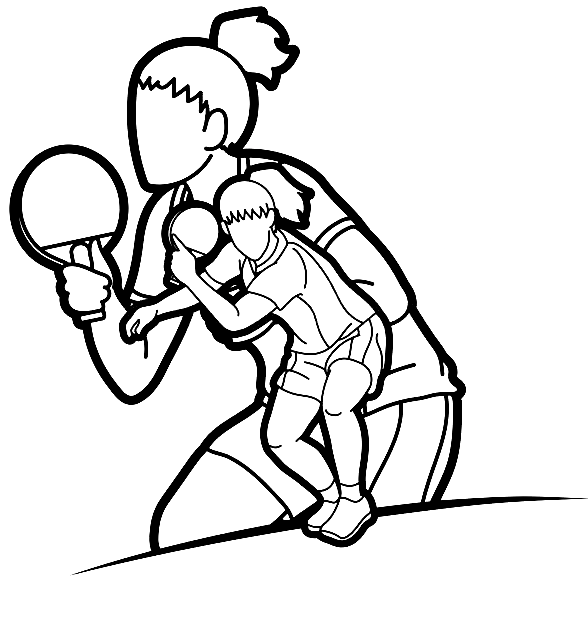 Ping Pong Players Coloring Page