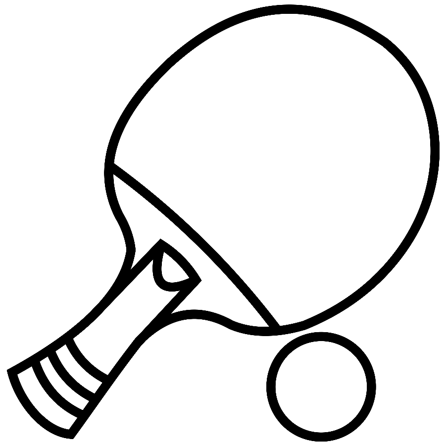 Página para colorir de raquete e bola de pingue-pongue