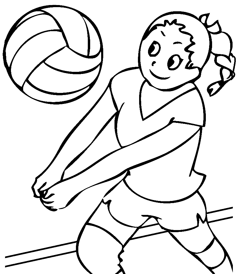 Playing Volleyball Coloring Page