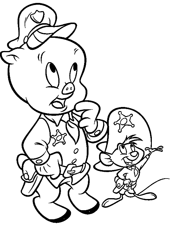 Porky Pig en Speedy Gonzales Kleurplaat