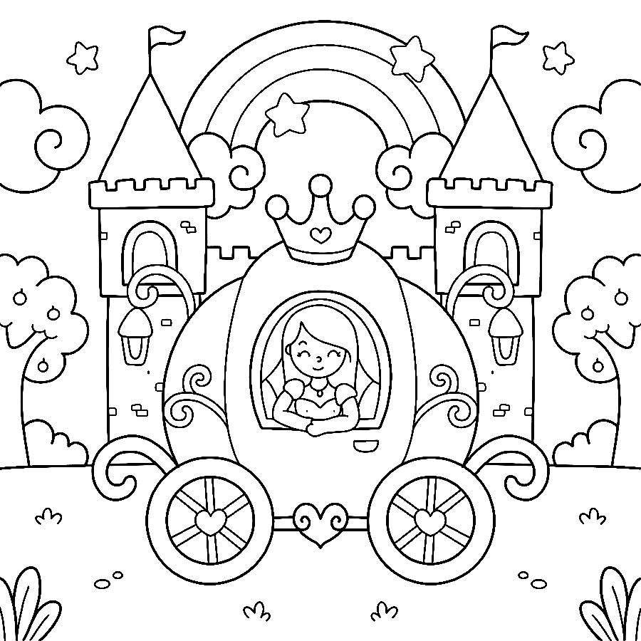 Princess and Castle Coloring Page
