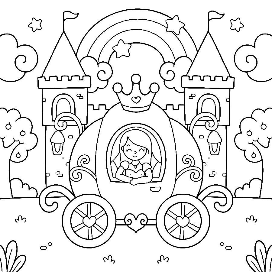 desenho de princesa fofa e coelho no castelo mágico para colorir 12804564  Vetor no Vecteezy