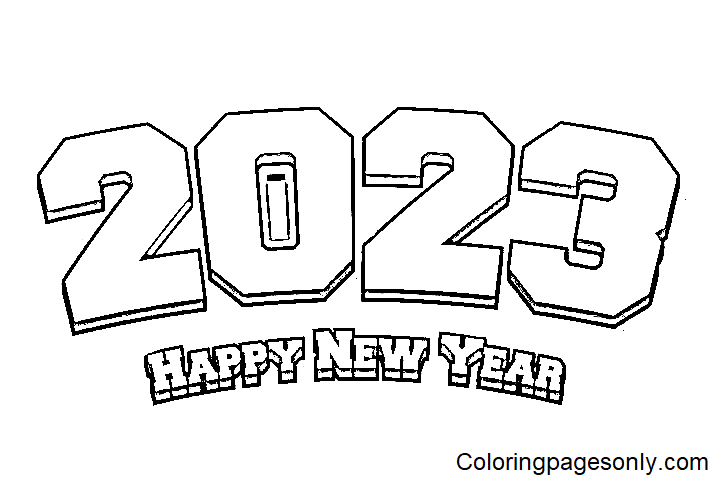 Printable 2023 Happy New Year Coloring Pages Happy New Year 2023