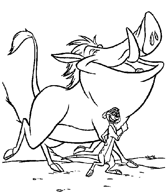 Proud Pumbaa with Timon Coloring Page