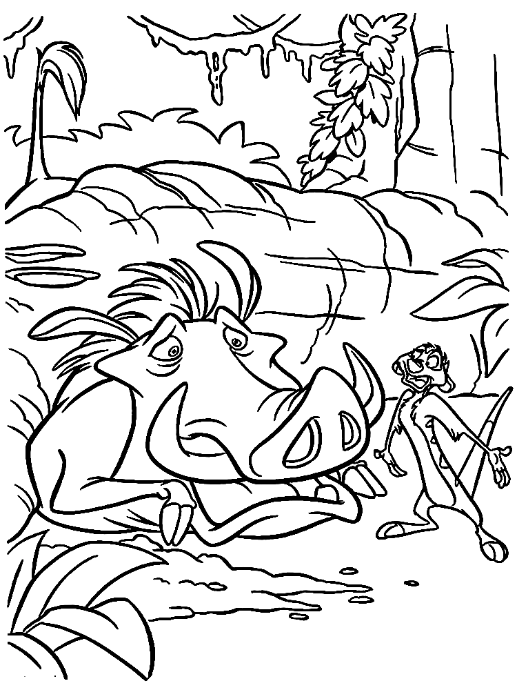 Pumbaa et Timon dans la forêt de Timon et Pumbaa