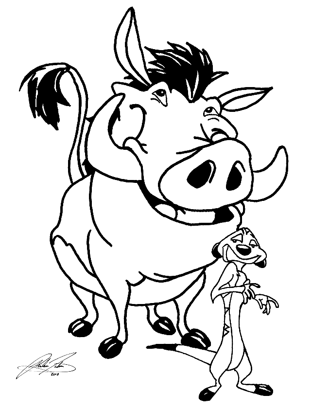 Pumbaa And Timon Coloring Pages