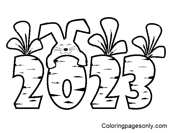 Rabbit Year 2023 Coloring Page