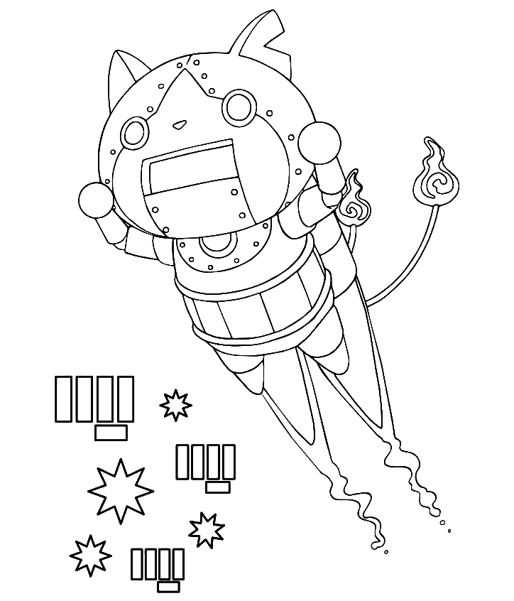 Robonyan Flying into Space Coloring Page