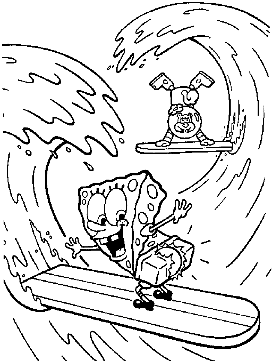 Sandy y Bob Esponja surfeando de Sandy Cheeks