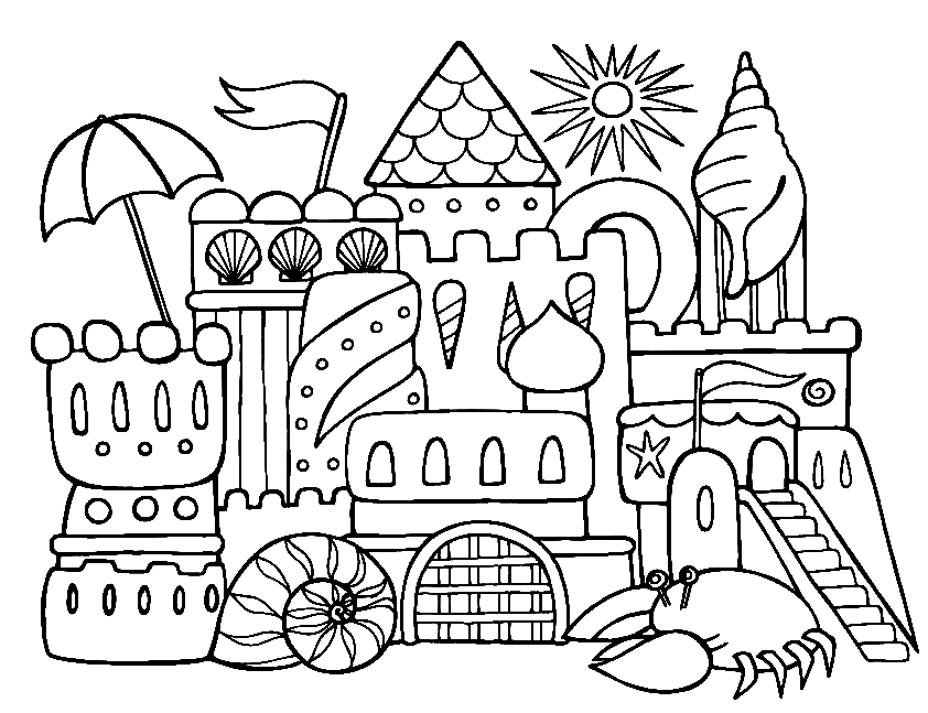 Раскраска Морской замок для детей