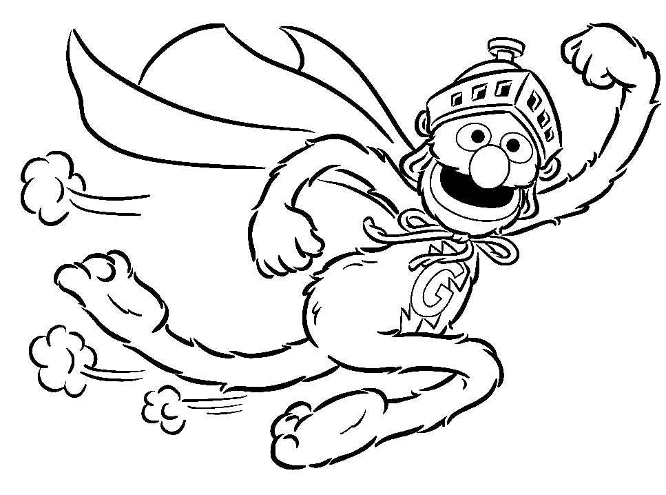 Sesame Street Super Grover Coloring Page