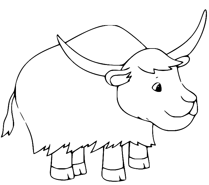 Simple Yak Coloring Pages