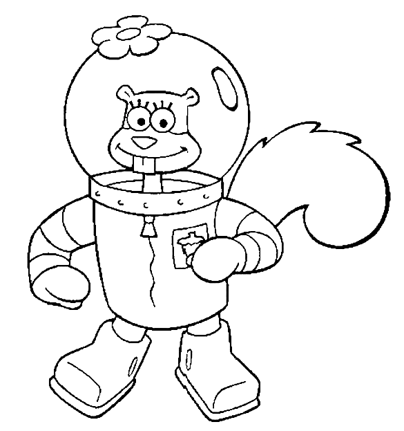 Smiling Sandy Cheeks Coloring Page