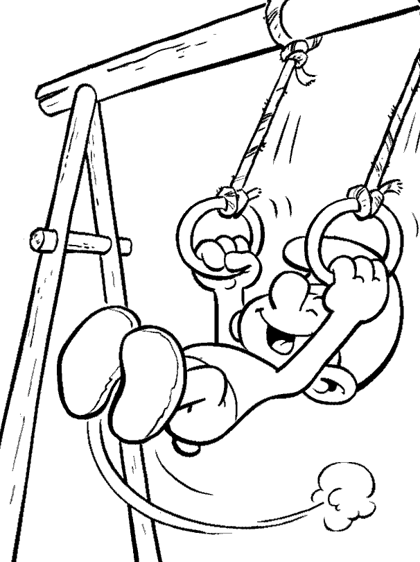 Smurf Exercising Coloring Pages
