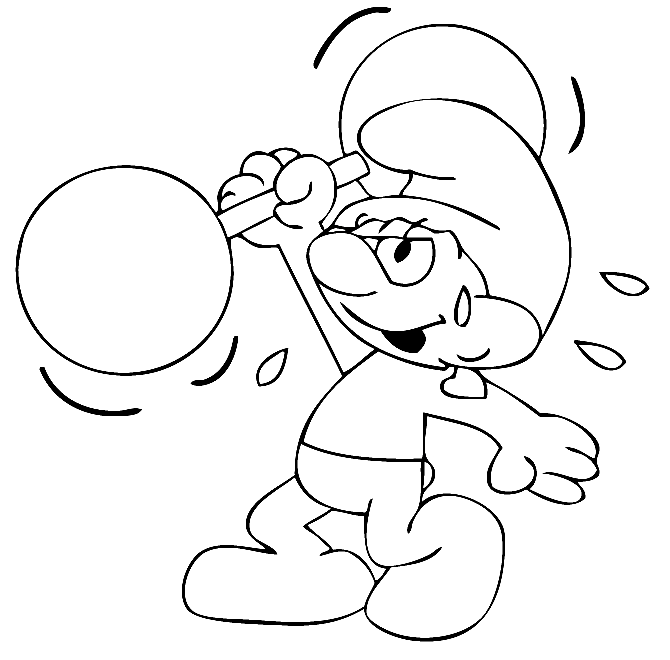 Smurf Weightlifting Coloring Pages