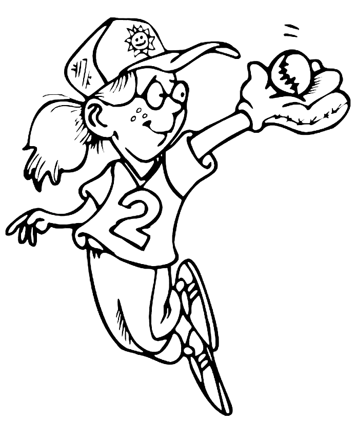 Softball Cartoon Coloring Pages