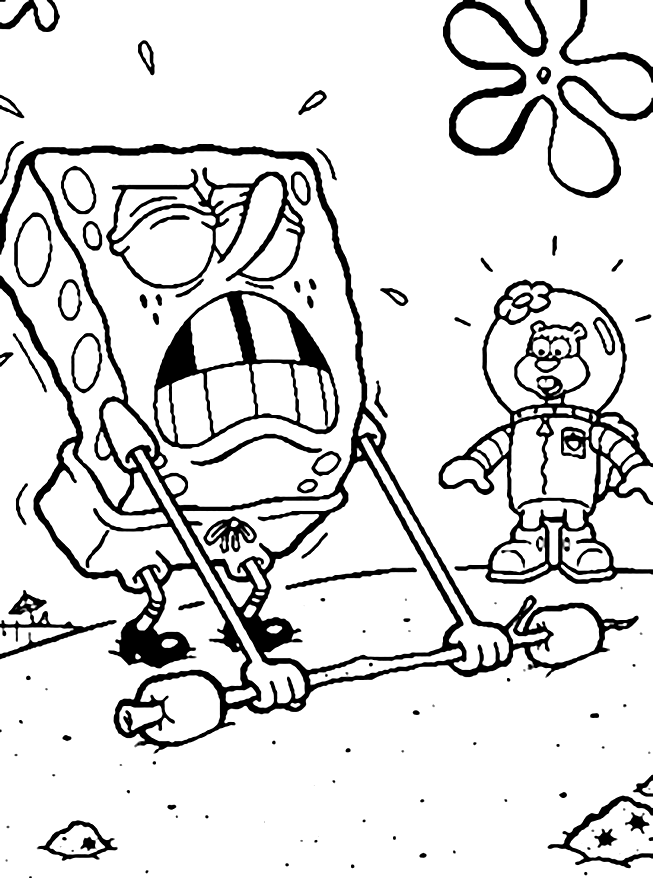 Spongebob Weightlifting Coloring Pages