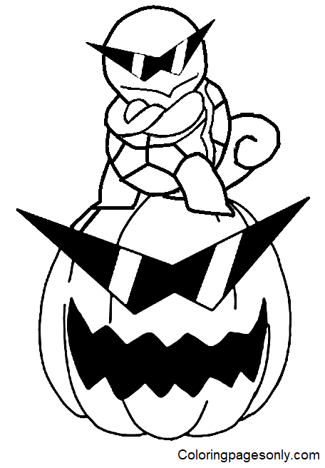 Squirtle Pokemon Halloween Coloring Page