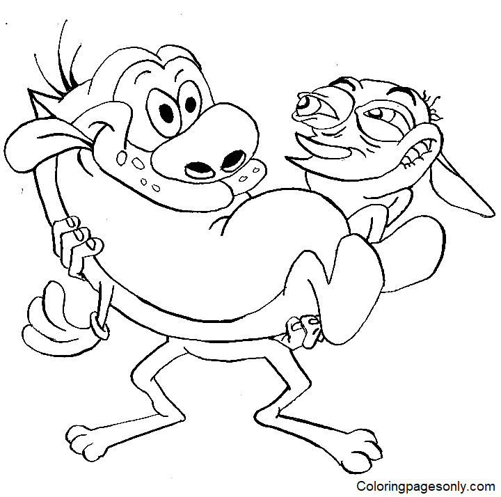 Stimpy with Ren Coloring Page