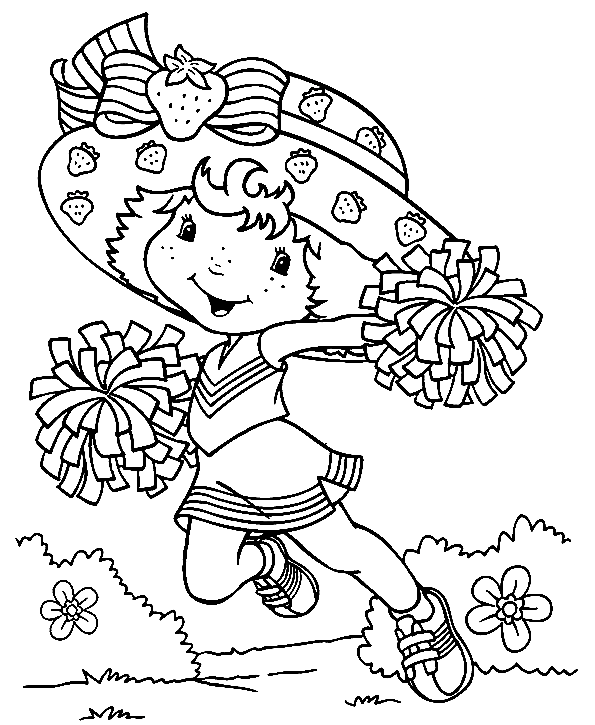 Desenho de líder de torcida de torta de morango para colorir