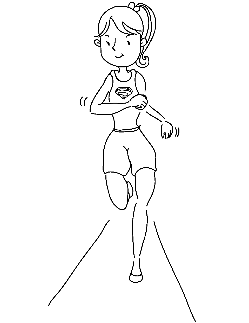 Supergirl Running Coloring Page