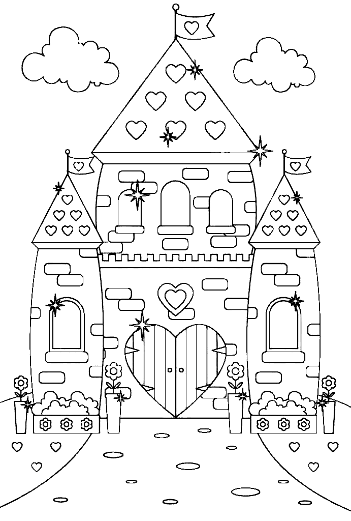 Desenho para colorir do doce castelo