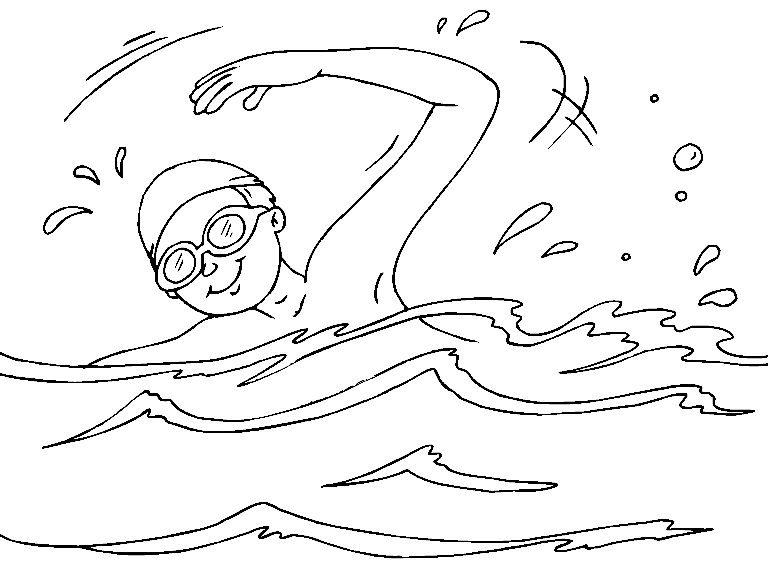 Swimming Boy Coloring Page