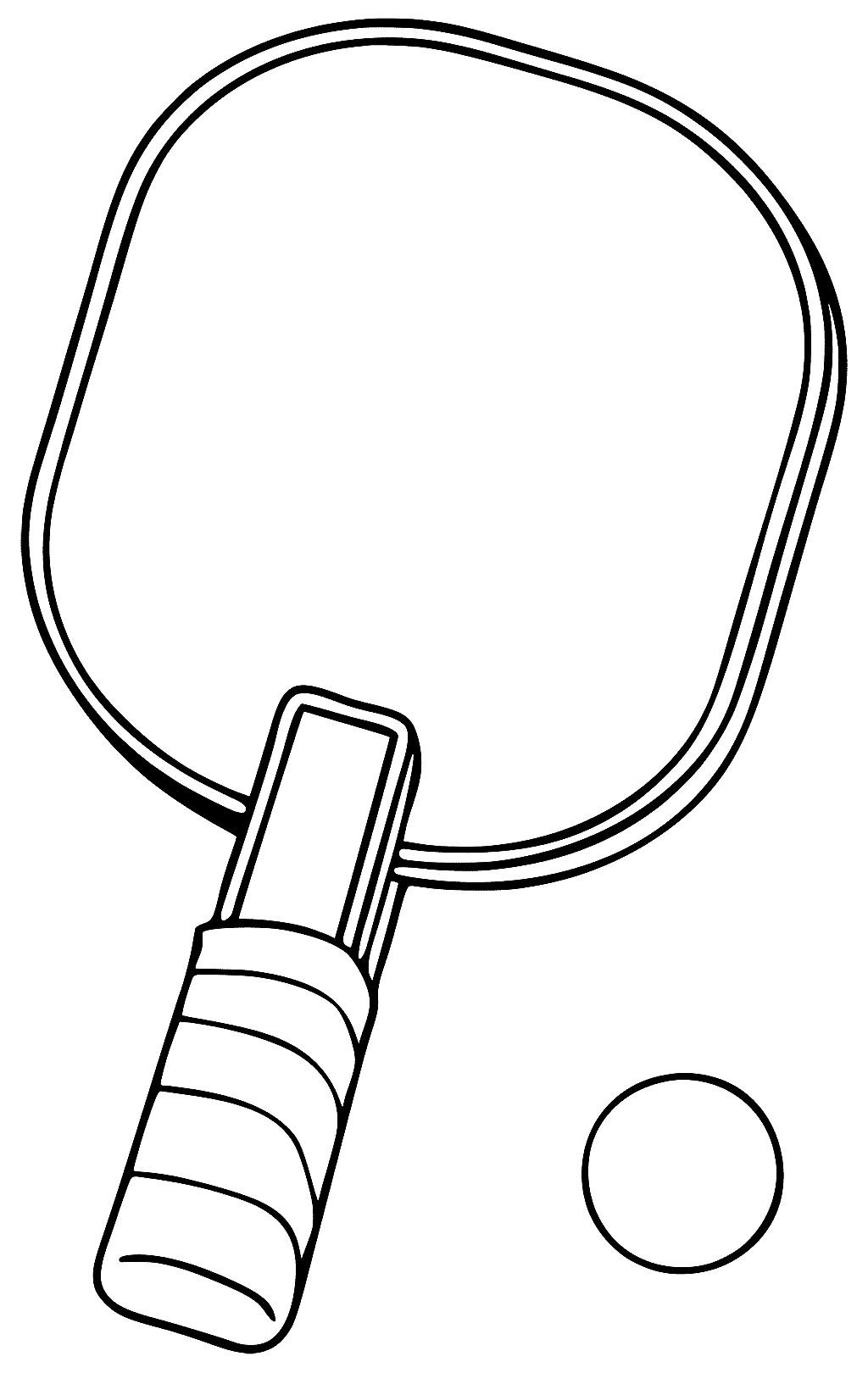 Раскраска Ракетка для настольного тенниса с мячом