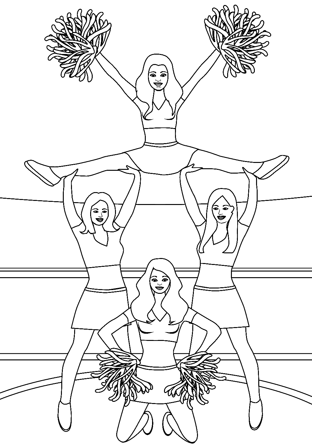Team Cheerleader Printable Coloring Page