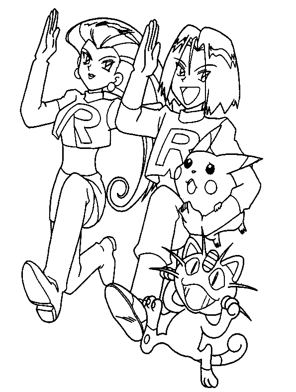Equipe Rocket roubando Pikachu da Equipe Rocket