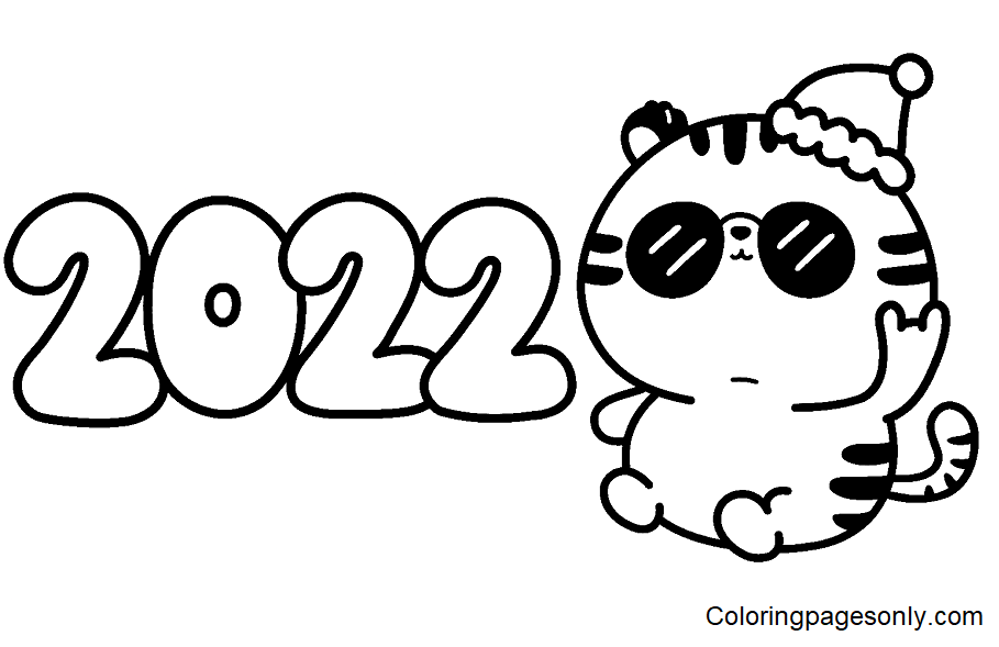 Tiger Christmas 2022 Coloring Pages