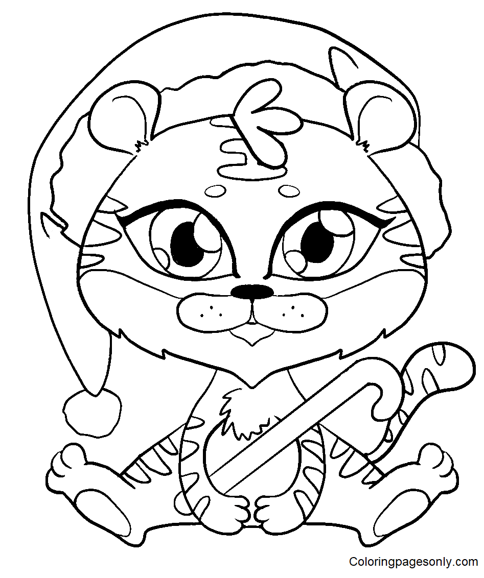 Tiger Christmas Coloring Pages