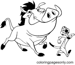 Timon y Pumba para colorear
