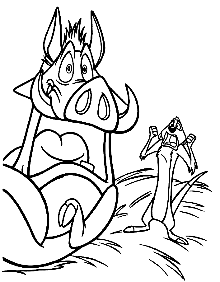 Timon and Pumbaa from Disney Coloring Page