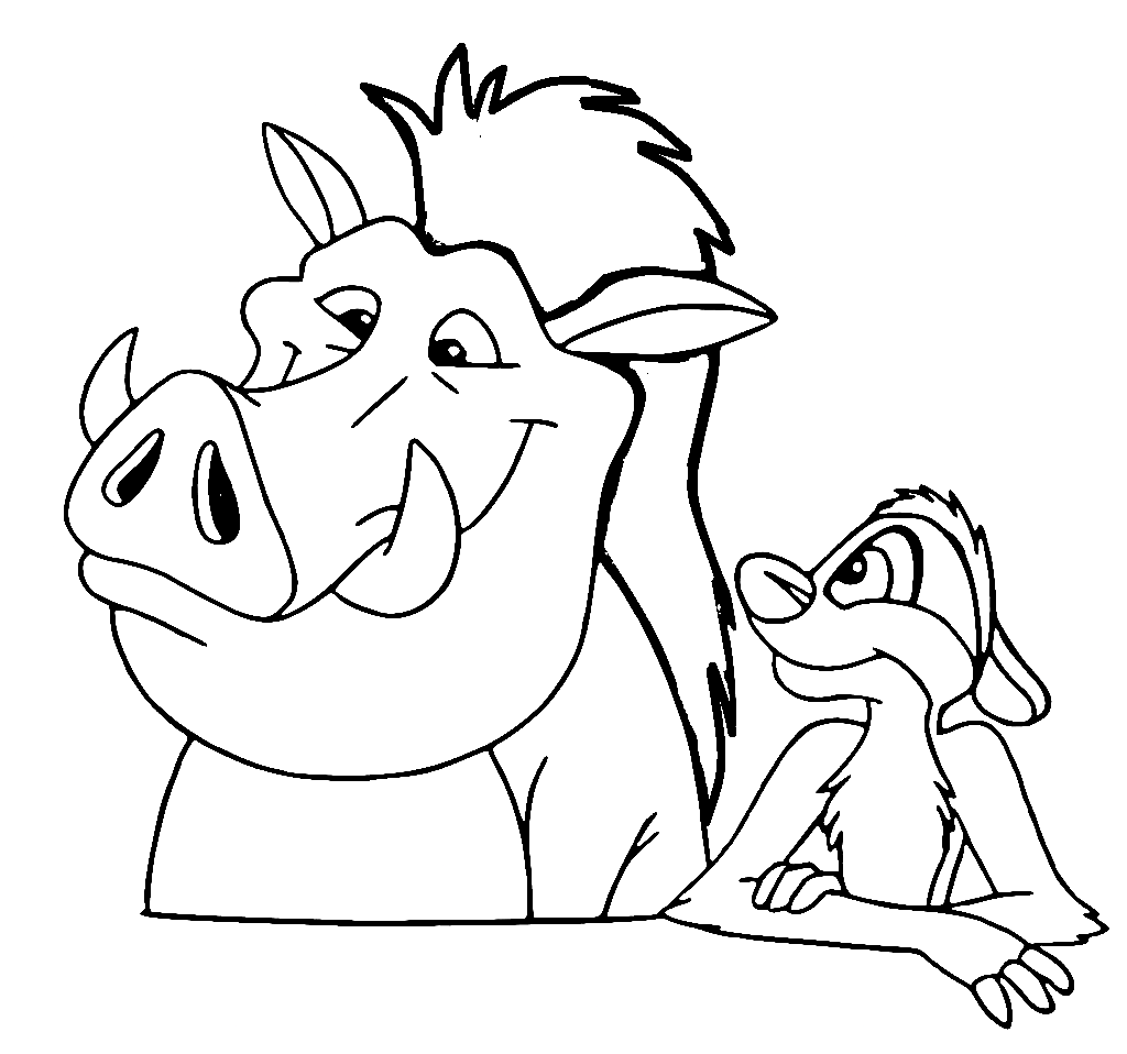 Timon en Pumbaa om kleurplaat af te drukken