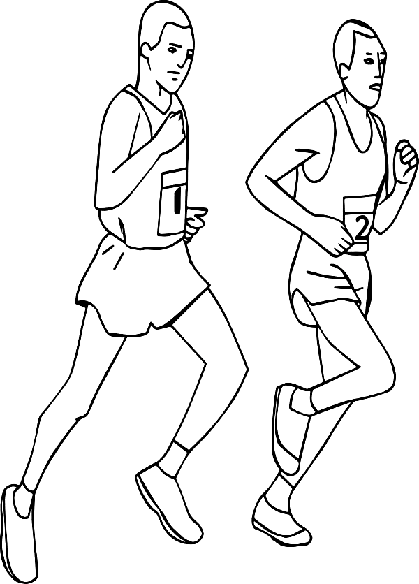 Due uomini che scappano dalla corsa