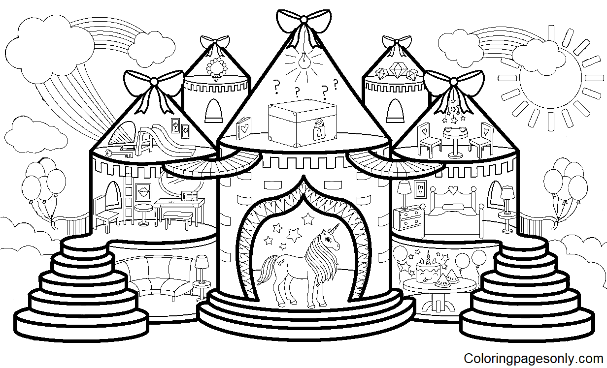 Castelo de unicórnio para colorir para crianças 5723518 Vetor no