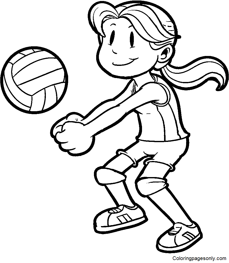 Niña Voleibol Página Para Colorear
