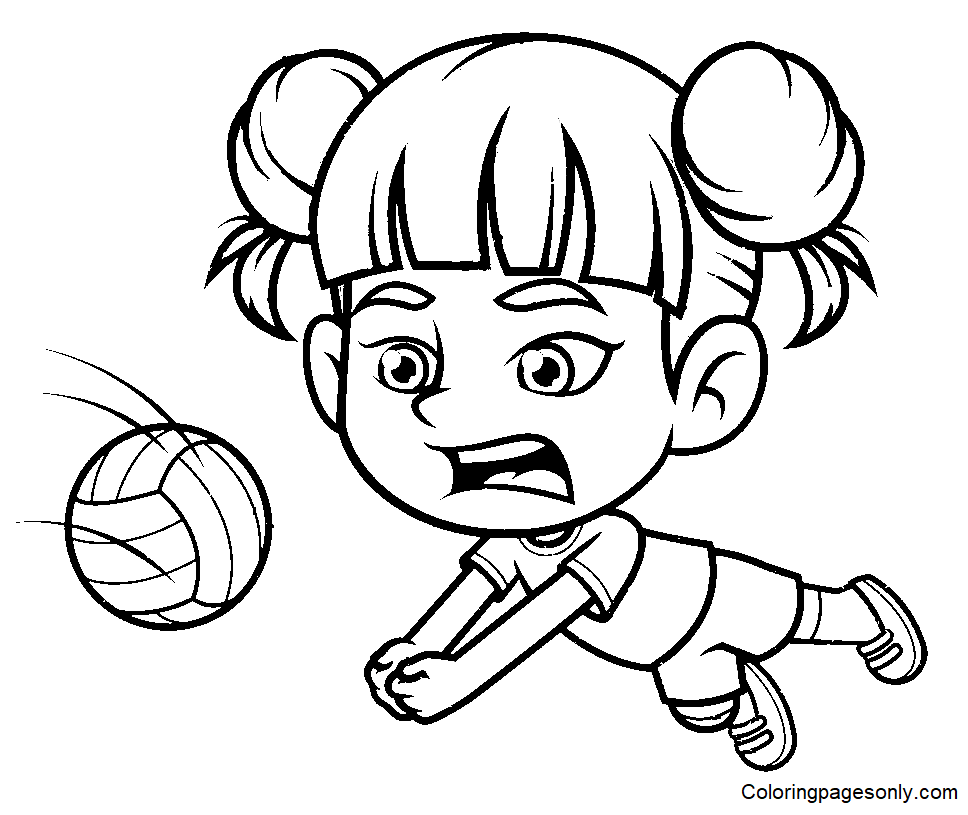 Volleyball Player Girl Coloring Page
