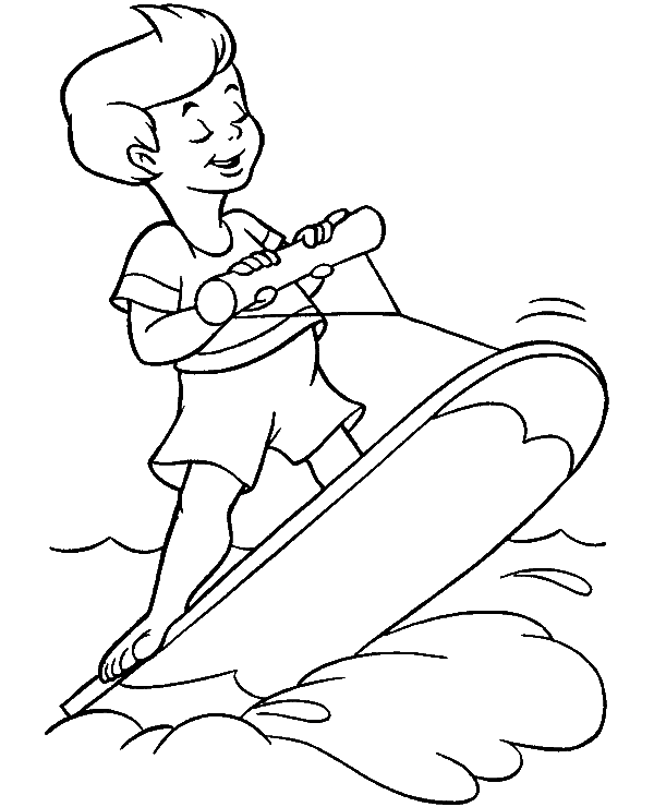 Water Skiing for Kids Coloring Page