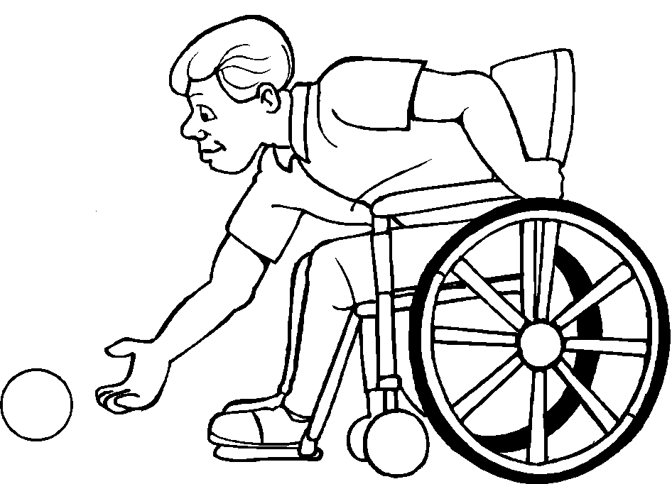 轮椅保龄球着色页