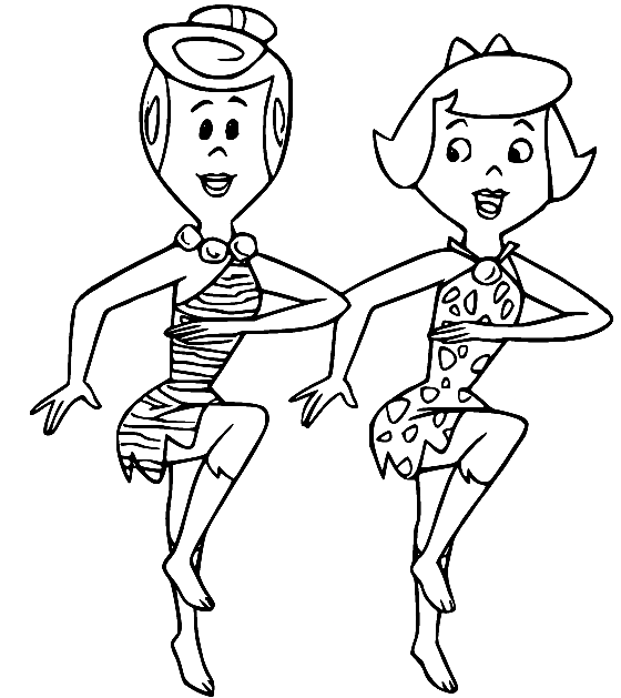 Wilma dançando com Betty dos Flintstones